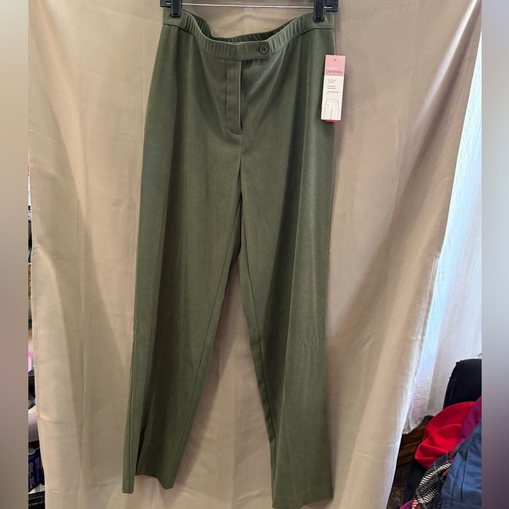 NWT JM Collection Olive Green Tummy Control Pants Size 12 Pull On